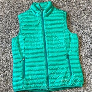 Eddie Bauer Travex down puffer vest women small eb700 cyan blue green